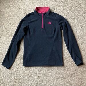 The North Face Light Fleece Quarter Zip Black Pink Sz Small Lounge Camp